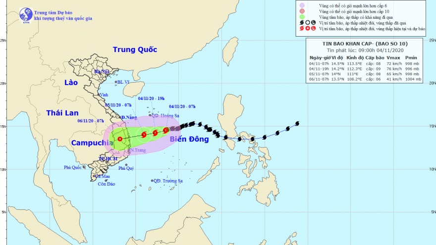 Typhoon Goni heads towards Quang Ngai and Khanh Hoa