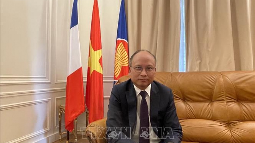 Lao Ambassador pays New Year visit to Vietnamese Embassy in France