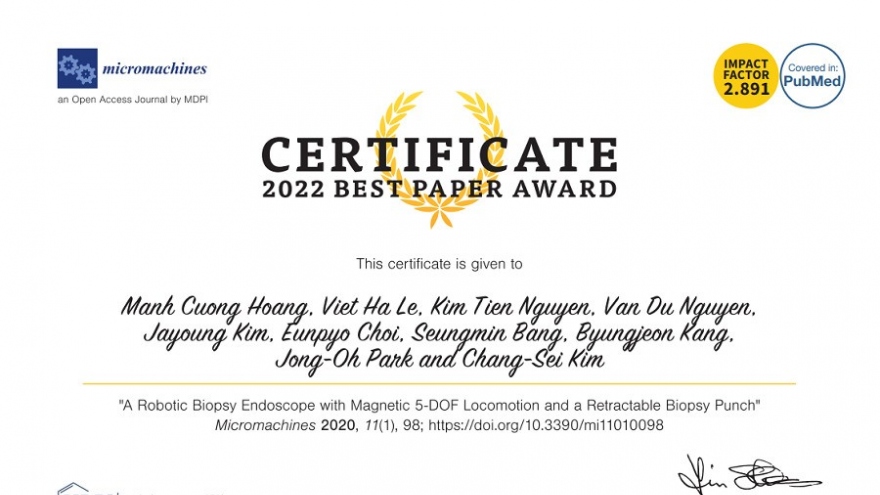 VN researcher wins Micromachines 2022 Best Paper Awards