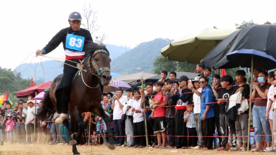 Horse riders show off skills on the northern plateau