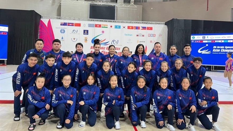 Local gymnasts bag three golds at aerobic Asian championships