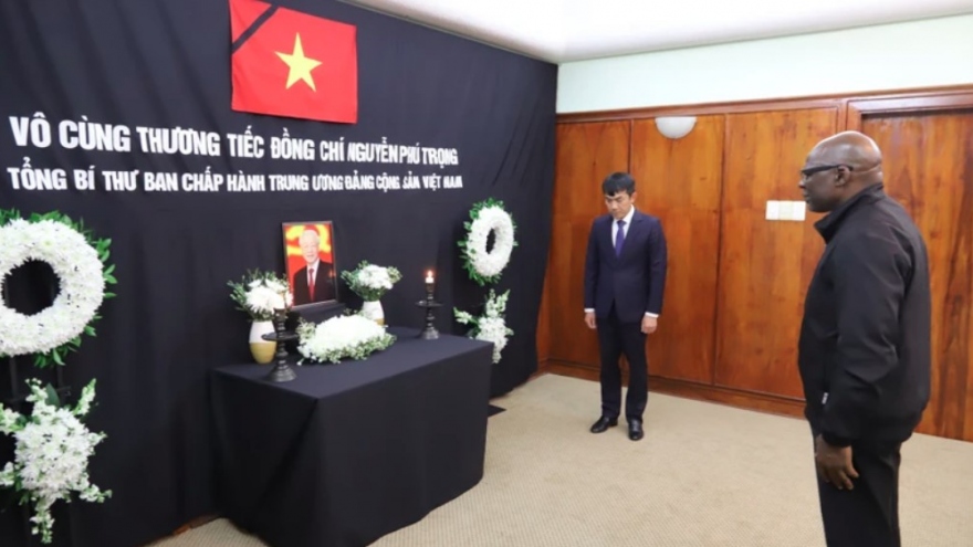 African political parties' leaders sign condolence books in memory of Vietnamese Party chief
