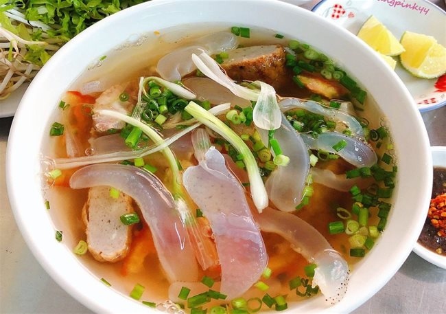 Taste of the sea in a bowl of noodle soup
