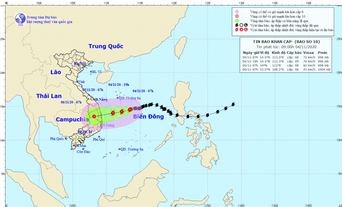Typhoon Goni heads towards Quang Ngai and Khanh Hoa