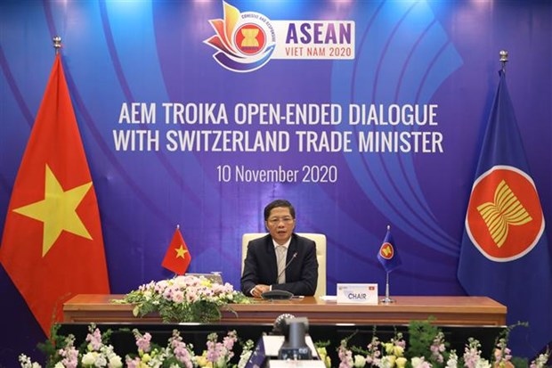 ASEAN economic ministers hold online troika dialogue with Switzerland