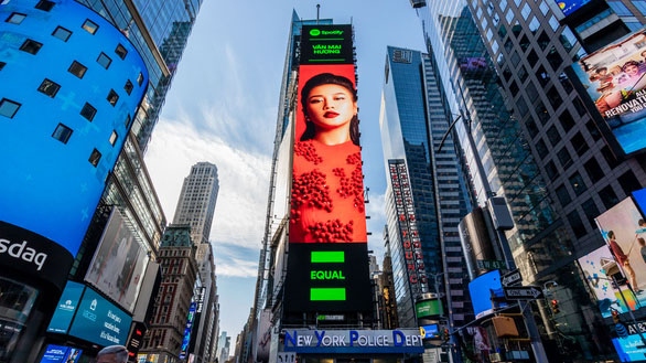 Van Mai Huong appears in Spotify campaign on Times Square billboard