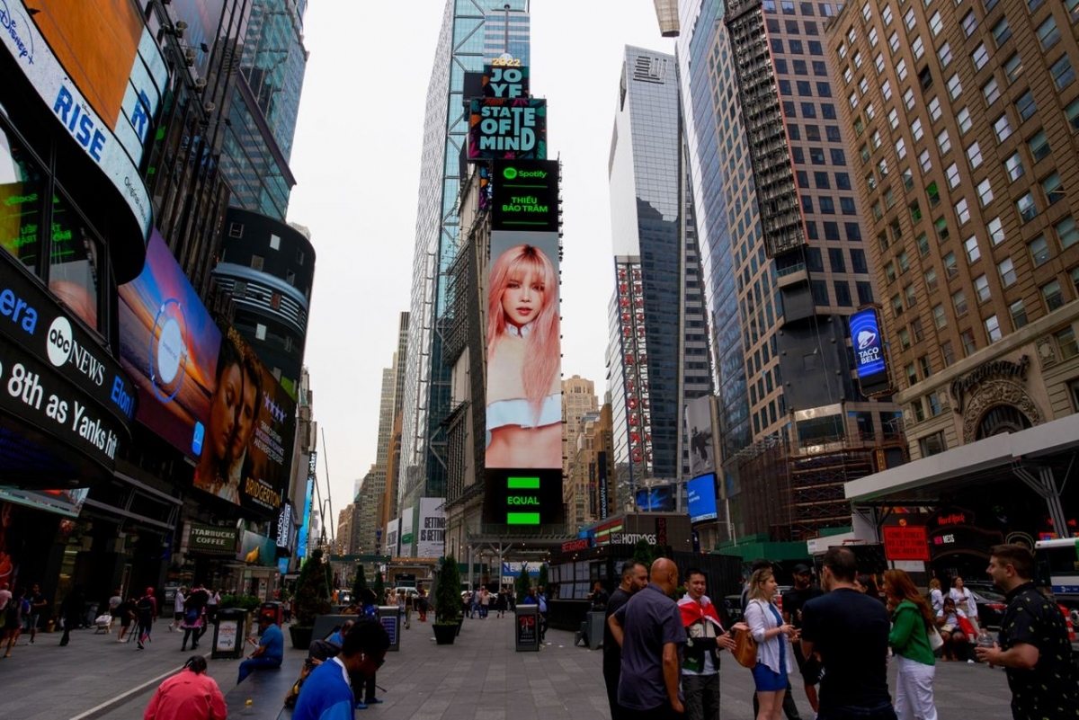 Local singer appears in Spotify campaign on Times Square billboard