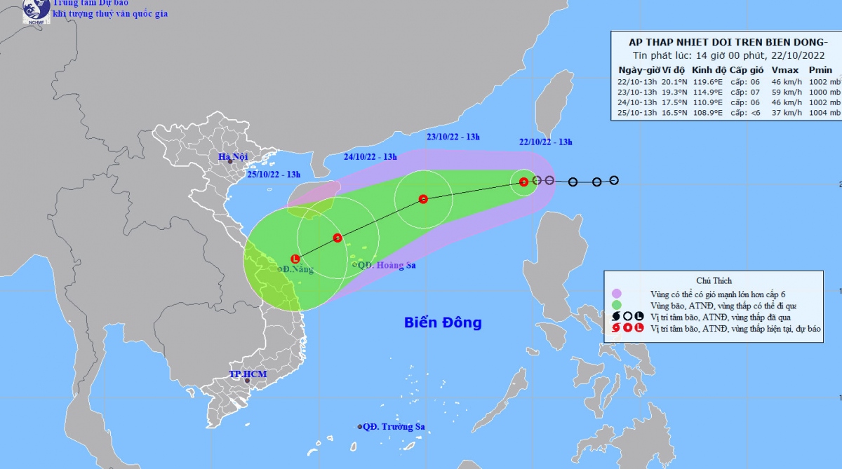 Tropical depression enters East Sea, rain expected in central Vietnam