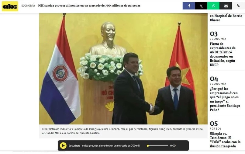 Paraguayan daily sanguine on prospect of trade links with Vietnam