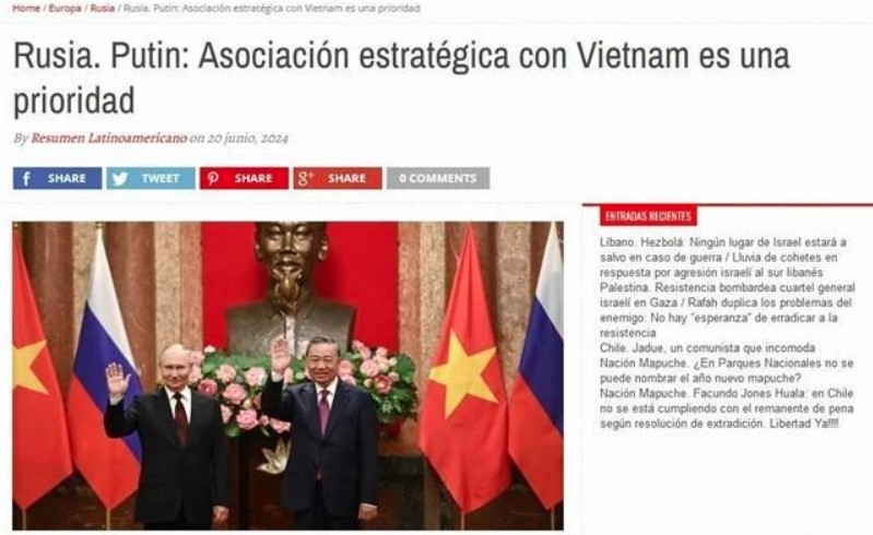 Russian President’s Vietnam visit grabs Argentine headlines