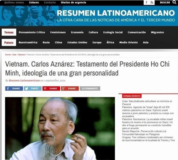 Argentinean newspaper features intensive coverage on President Ho Chi Minh